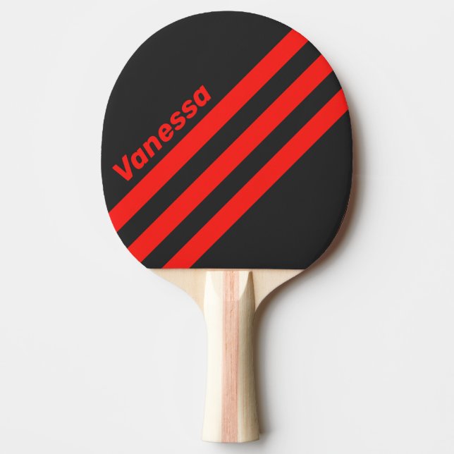 Retro Dark Three Angled Striping with Name Tischtennis Schläger (Vorderseite)