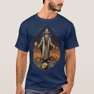 Retro Dark Wizard Vintag Fantasy Illustration T-Shirt