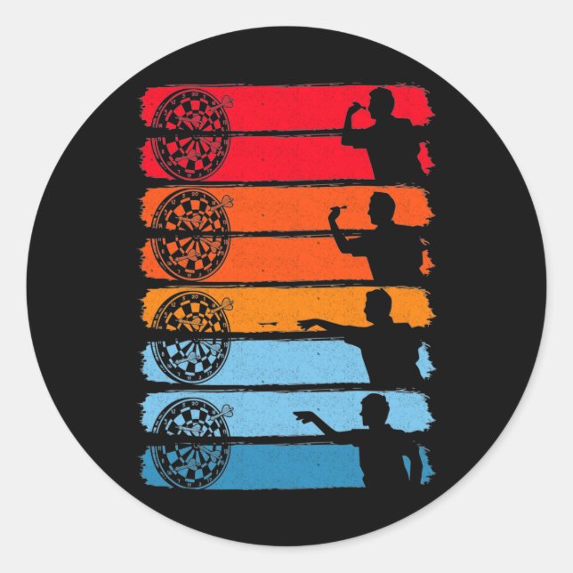 Retro Dart Throwing Dartboard Bullseye Darts Runder Aufkleber (Vorderseite)