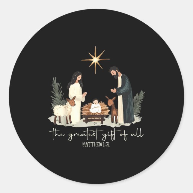 Retro Das größte Geschenk aller Zeiten Jesus Gebur Runder Aufkleber (Vorderseite)