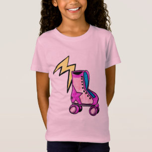 Retro das Rollerskate des jugendlichen Mädchens T-Shirt