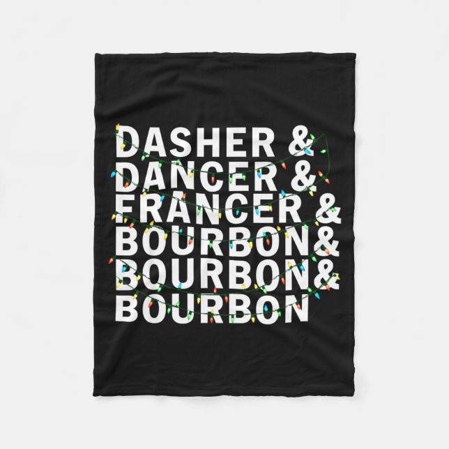 Retro Dasher Dancer Prancer Bourbon Christmas Funn Fleecedecke (Vorderseite)