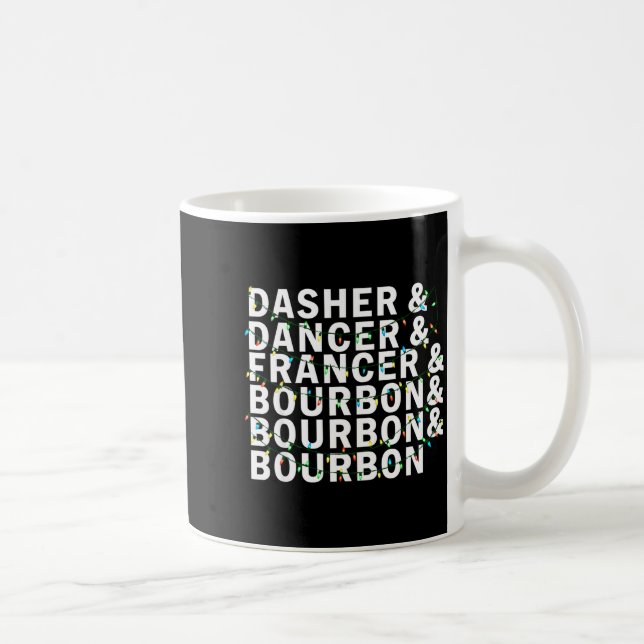 Retro Dasher Dancer Prancer Bourbon Christmas Funn Kaffeetasse (Rechts)