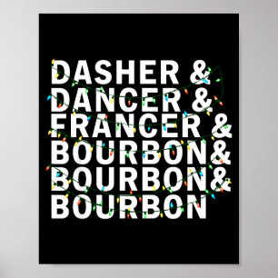 Retro Dasher Tänzer Prancer Bourbon Weihnachten Sp Poster