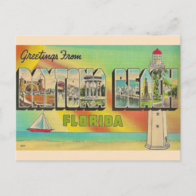 Retro Daytona Beach Postcartd Postkarte (Vorderseite)