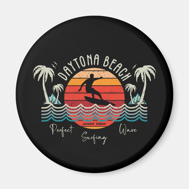 Retro Daytona Beach Surfing Magnet (Vorne)