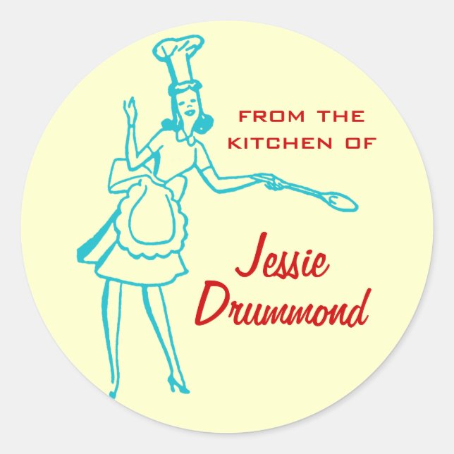 Retro "De la cuisine de" autocollants (turquoise) (Devant)
