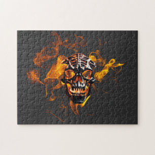 Retro Dead Burning Skelett Schädel in Feuer