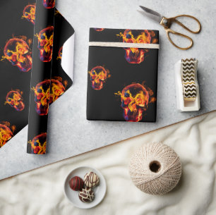 Retro Dead Burning Skelett Schädel in Feuer Geschenkpapier