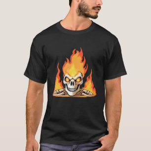 Retro Dead Burning Skelett Schädel in Feuer T-Shirt