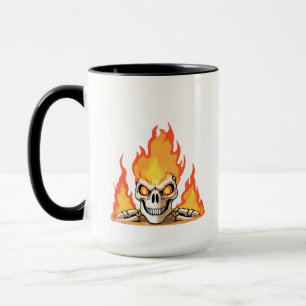 Retro Dead Burning Skelett Schädel in Feuer Tasse