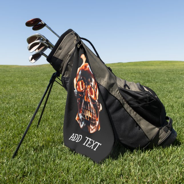 Retro Dead Burning Skelett Skelett Schädel im Feue Golfhandtuch (Gras)