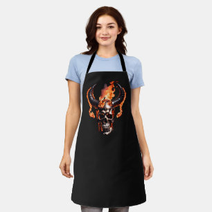 Retro Dead Burning Skull mit Horn im Feuer Schürze