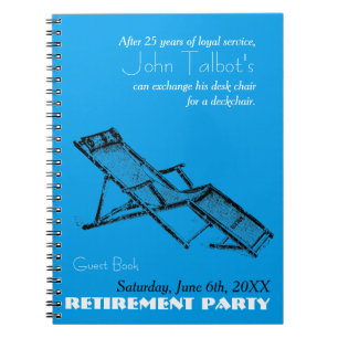 Retro Deckchair Ruhestands-Party-blaues Gast-Buch Notizblock