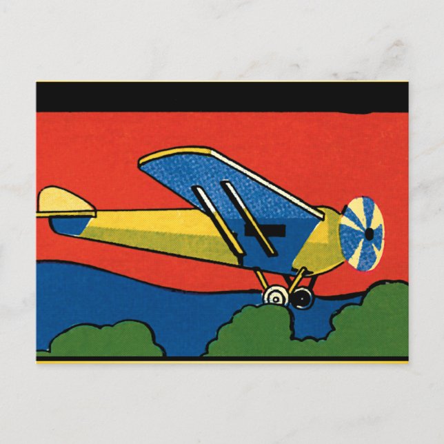 Retro-Deco-Flugzeug Postkarte (Vorderseite)