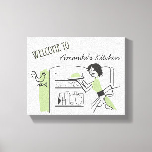 Rétro décor personnalisé de toile de la cuisine