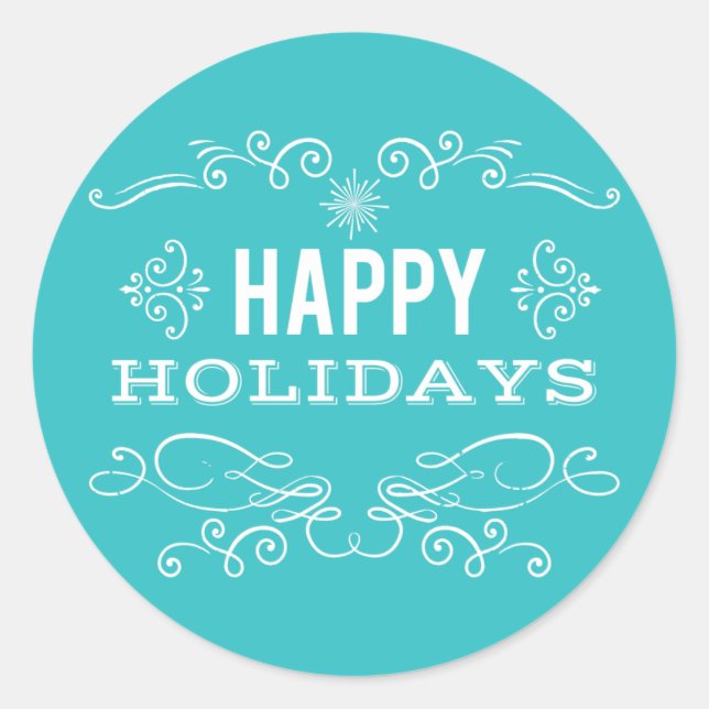 Retro Decorative Happy Holidays Sticker (Vorderseite)