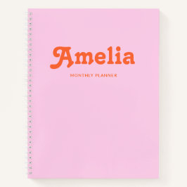 Retro Decorative Simple Pink Orange Notizbuch