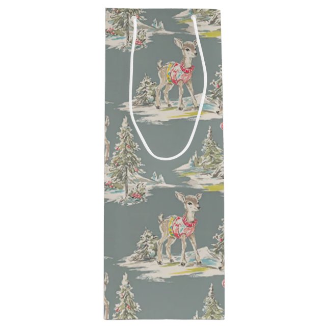 retro deer geschenktüte für weinflaschen (Vorderseite)