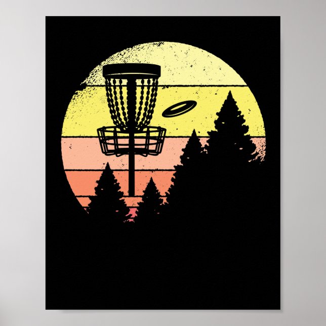 Retro-Deiner Körbe fliegende Golf-Sonnenuntergangs Poster (Vorne)