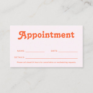 Retro-Dekorativer Minimalistischer Rosa Orange Terminkarte