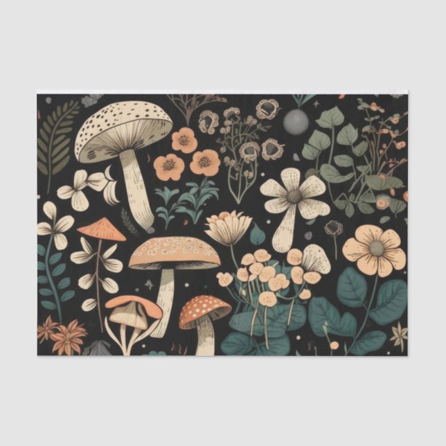 Retro Dekoupage Pilze & Flora Collection Seidenpapier (Vorderseite)