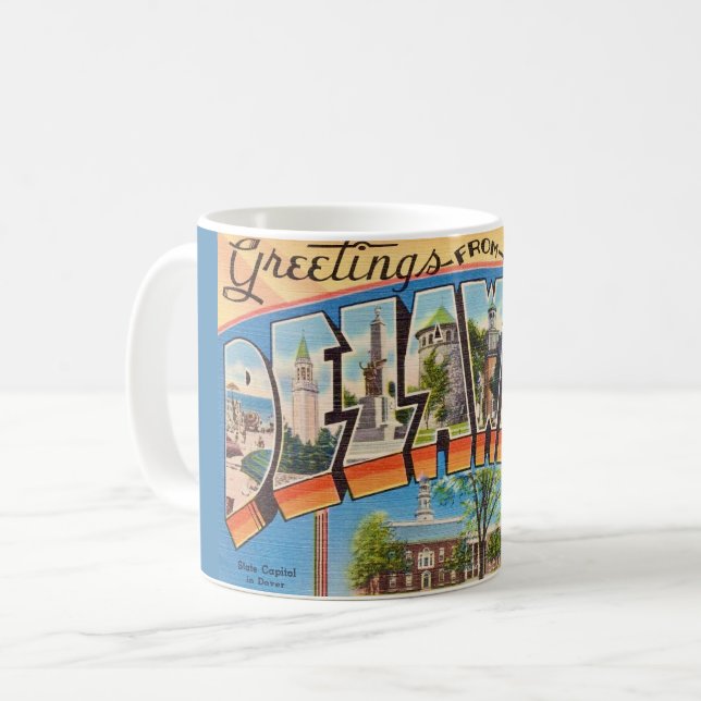 Retro Delaware Greeting Mug Kaffeetasse (Vorderseite Links)