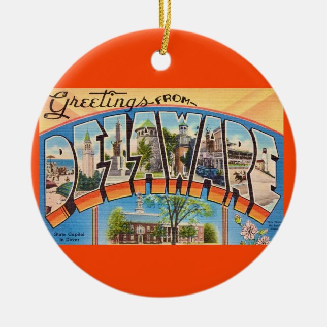 Retro Delaware Grüße   Keramik Ornament (Vorne)