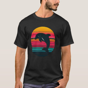 Retro-Delfin-Silhouette Meerestier Wal Delfin T-Shirt