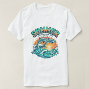 Retro-Delfin tropisch / Strand Sommerferien T-Shirt