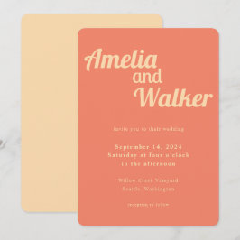 Retro Delight Peach and Apricot Wedge Einladung