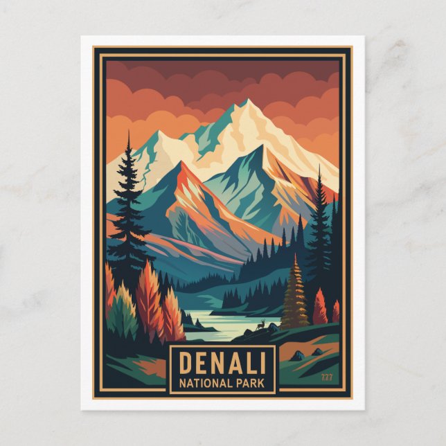 Retro-Denali-Nationalpark Postkarte (Vorderseite)