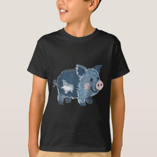 Retro-Denim-Patch-Tier-G-Druck Kunst Künstlerisch  T-Shirt