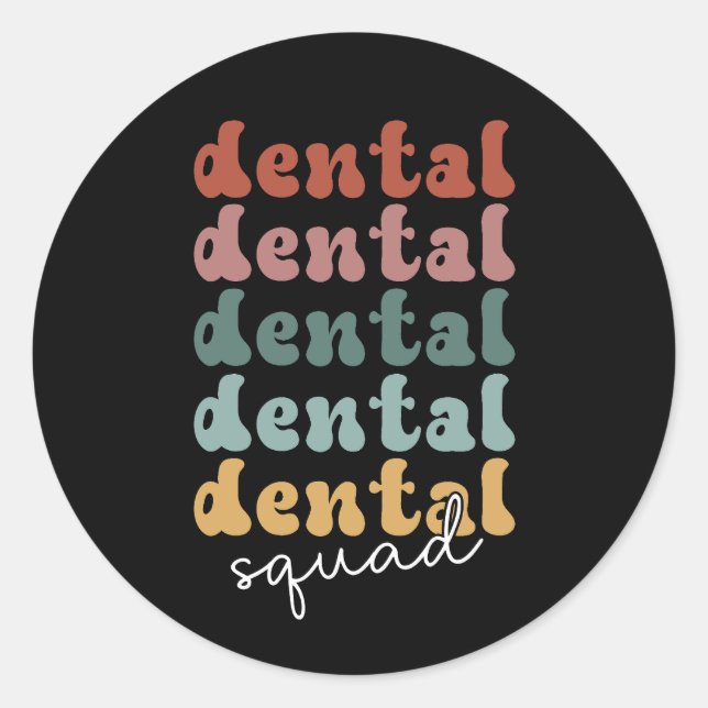Retro Dental Squad | Dental Team | Zahnärzte Runder Aufkleber (Vorderseite)