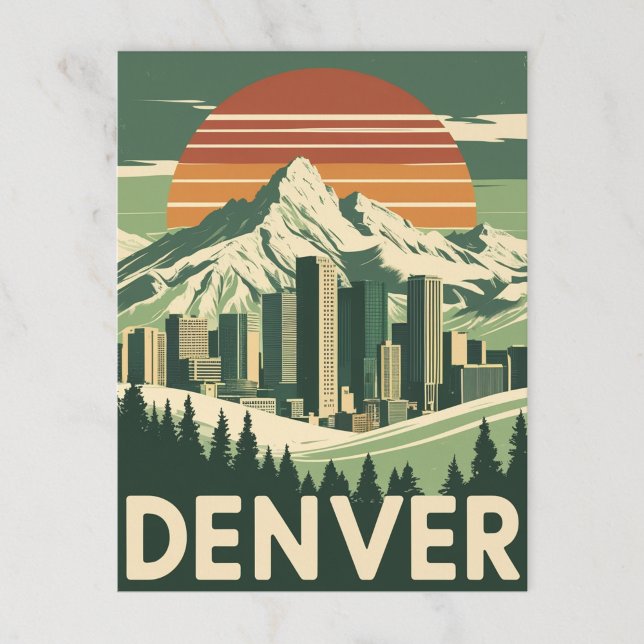 Retro Denver Mountain City Postkarte (Von Creator hochgeladen)