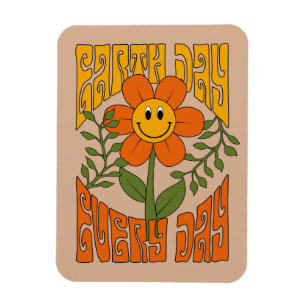 Retro der 70er Jahre Lächelnde Daisy-Blume Magnet