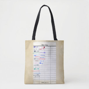 Retro der Bibliothekskarte Datum Fälligkeitstest S Tasche