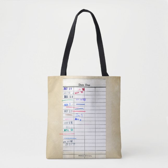 Retro der Bibliothekskarte Datum Fälligkeitstest S Tasche (Vorderseite)