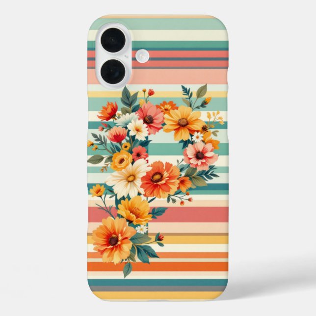 Retro der Blume Streifen (P) iPhone 16 Plus Hülle (Rückseite)