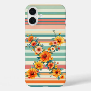 Retro der Blume Streifen (X) iPhone 16 Plus Hülle