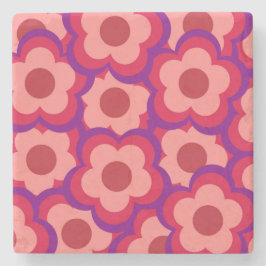 Retro der Blume Whimsisil Red & Pink, fett preppy Steinuntersetzer