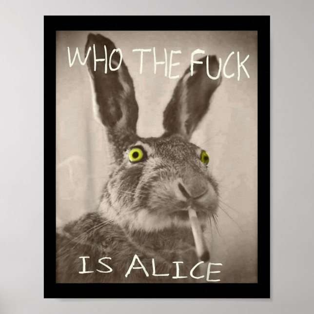 Retro, der F_ck ist Alice Funny Rabbit Poster (Vorne)