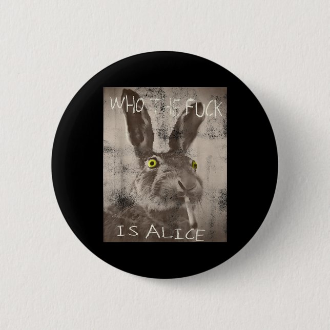 Retro, der Fick ist Alice Funny Rabbit Button (Vorderseite)