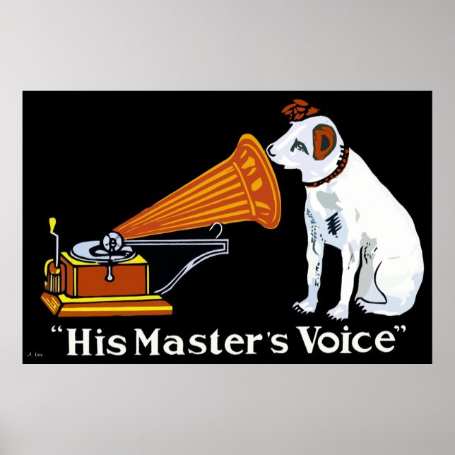 Retro der Grammophon-Anzeige seines Meisters Poster (Vorne)