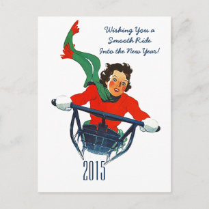 Retro der Gruß-Winter-Sledding Postkarte des neuen