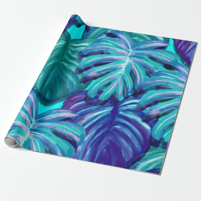 Retro der tropischen Blätter Geschenkpapier (Ungerollt)