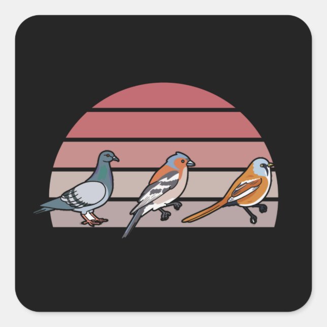 Retro der Vogelbeobachtung Quadratischer Aufkleber (Vorderseite)