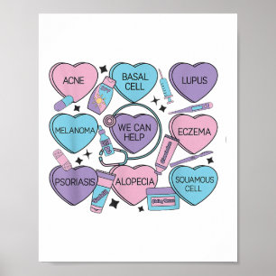 Retro Dermatology Valentinstag Heart Candy Derma Poster