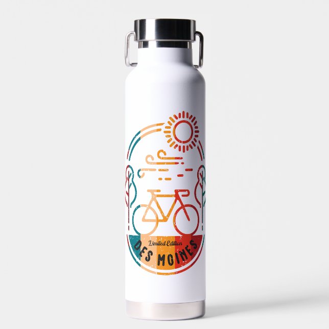 Retro Des Moines Bike Trail. Trinkflasche (Vorne)