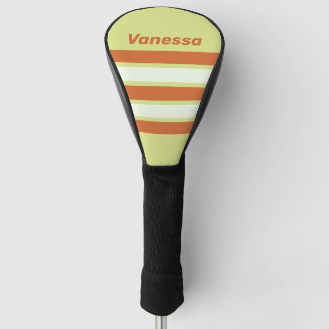 Retro Desert Cactus Across Striping with Name Golf Headcover (Vorderseite)